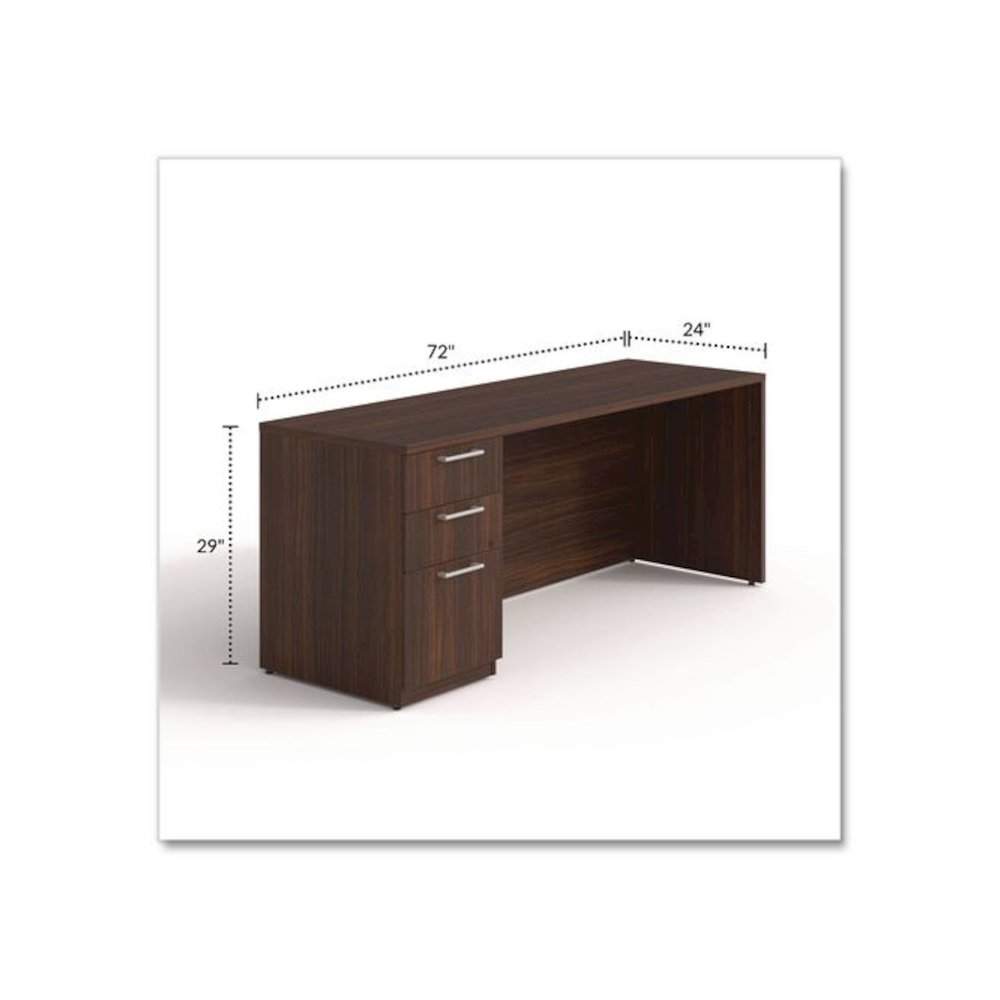 Alera Seville Series Credenza with Pedestal, Left Pedestal, 72w x 24d x 29h, Mahogany. Picture 2