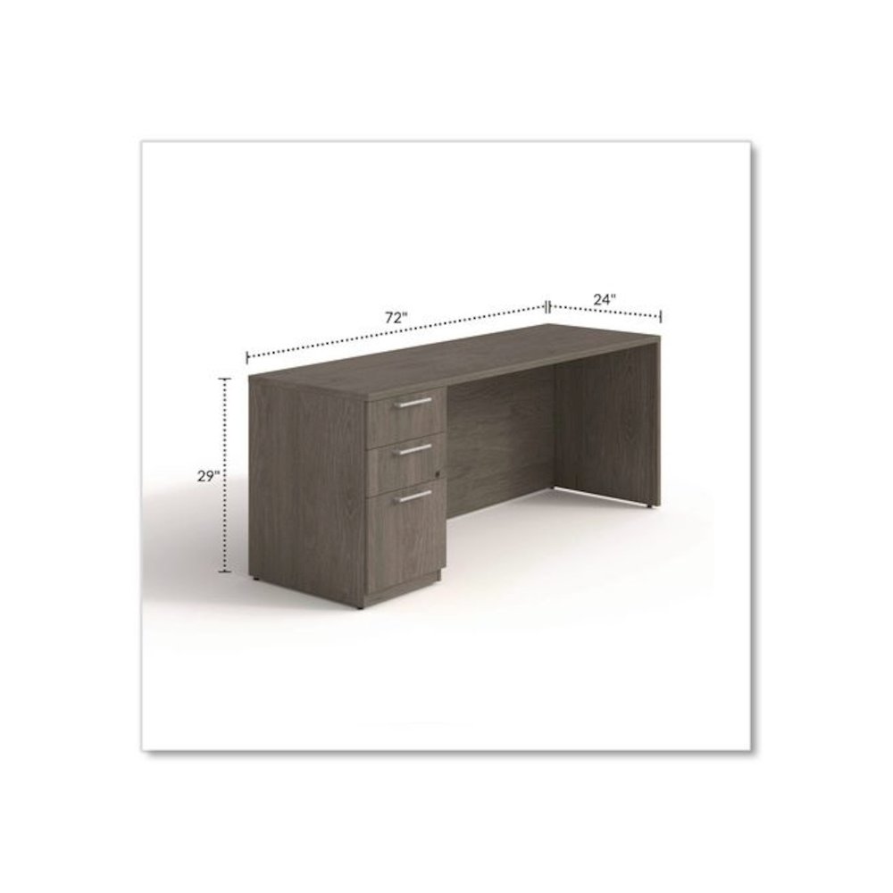 Alera Seville Series Credenza with Pedestal, Left Pedestal, 72w x 24d x 29h, Walnut. Picture 2