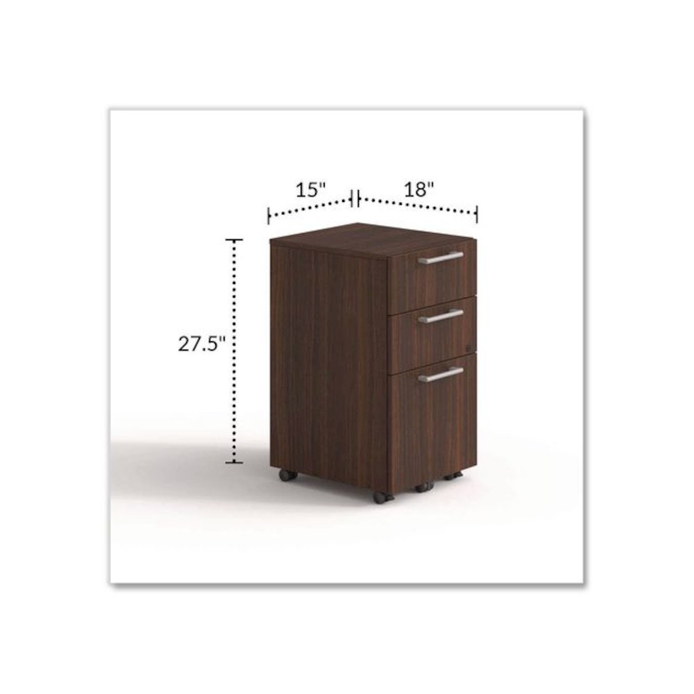 Alera Seville Series Mobile Pedestal, Left/Right, 3-Drawer: Box/Box/File, Legal, Mahogany, 15" x 18" x 27". Picture 2