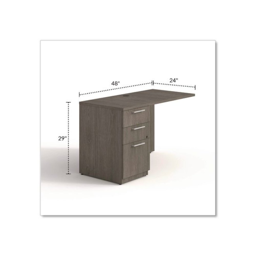 Alera Seville Series Desk Return with Pedestal, Left, 48" x 24" x 29", Walnut. Picture 2