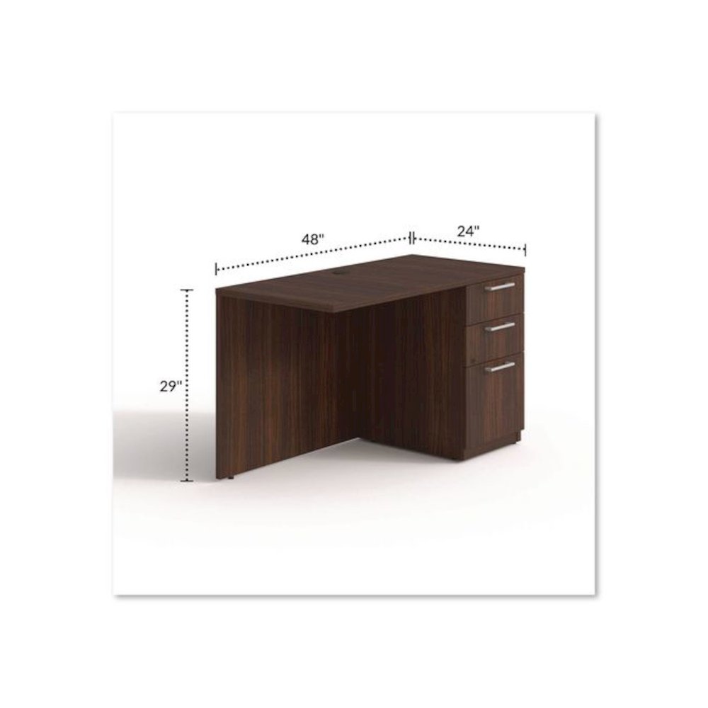 Alera Seville Series Desk Return with Pedestal, Right, 48" x 24" x 29", Mahogany. Picture 2