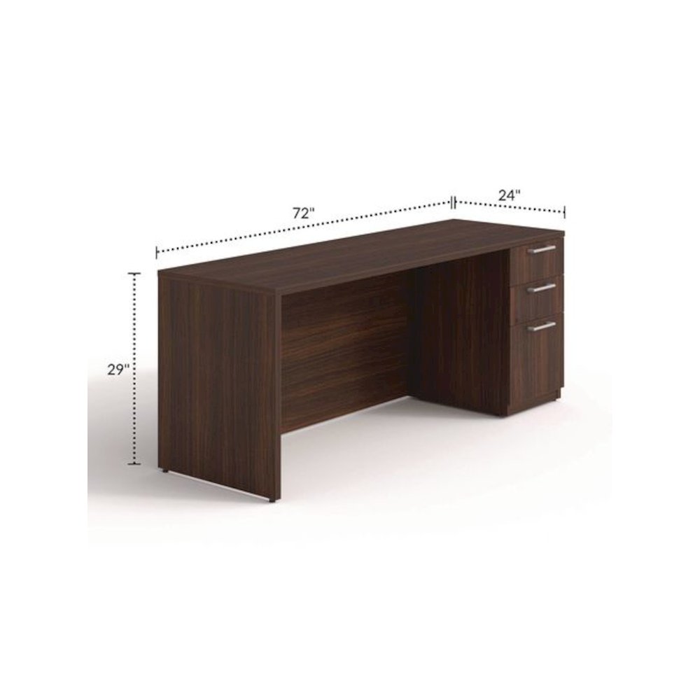 Alera Seville Series Credenza with Pedestal, Right Pedestal, 72w x 24d x 29h, Mahogany. Picture 2