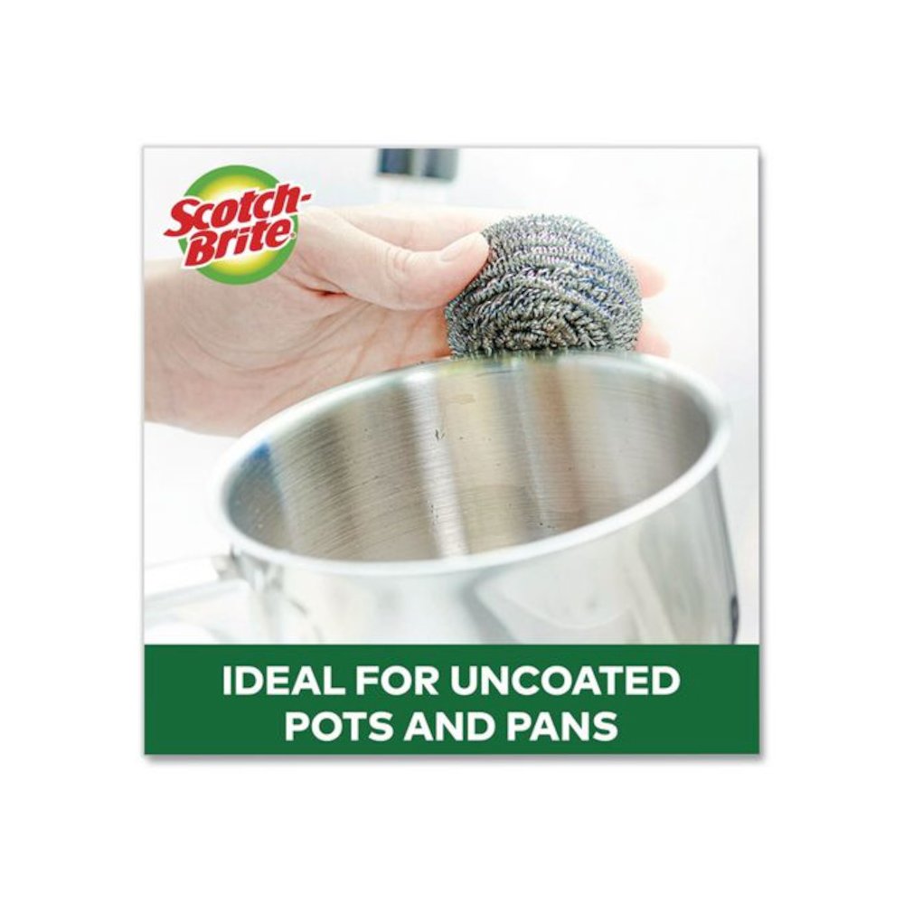 Stainless Steel Scrubber, Silver, 12/Carton. Picture 4