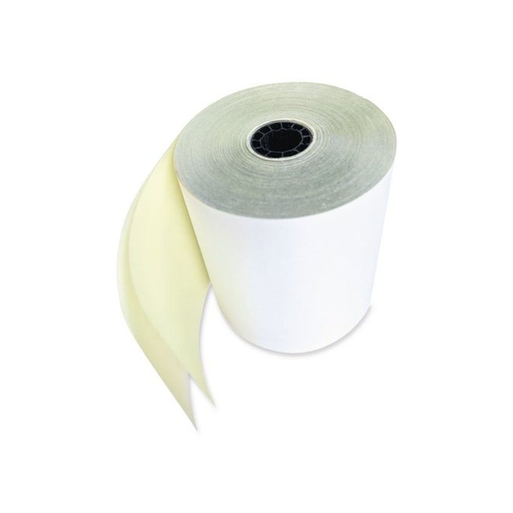 No Carbon Register Rolls, 3" x 90 ft, White/Yellow, 30/Carton. Picture 2