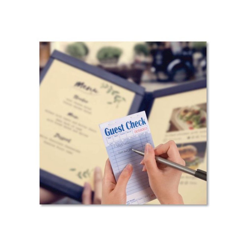 Guest Check Pad with Ruled Back, 15 Lines, One-Part (No Copies), 3.5 x 6.7, 50 Forms/Pad, 50 Pads/Carton. Picture 4
