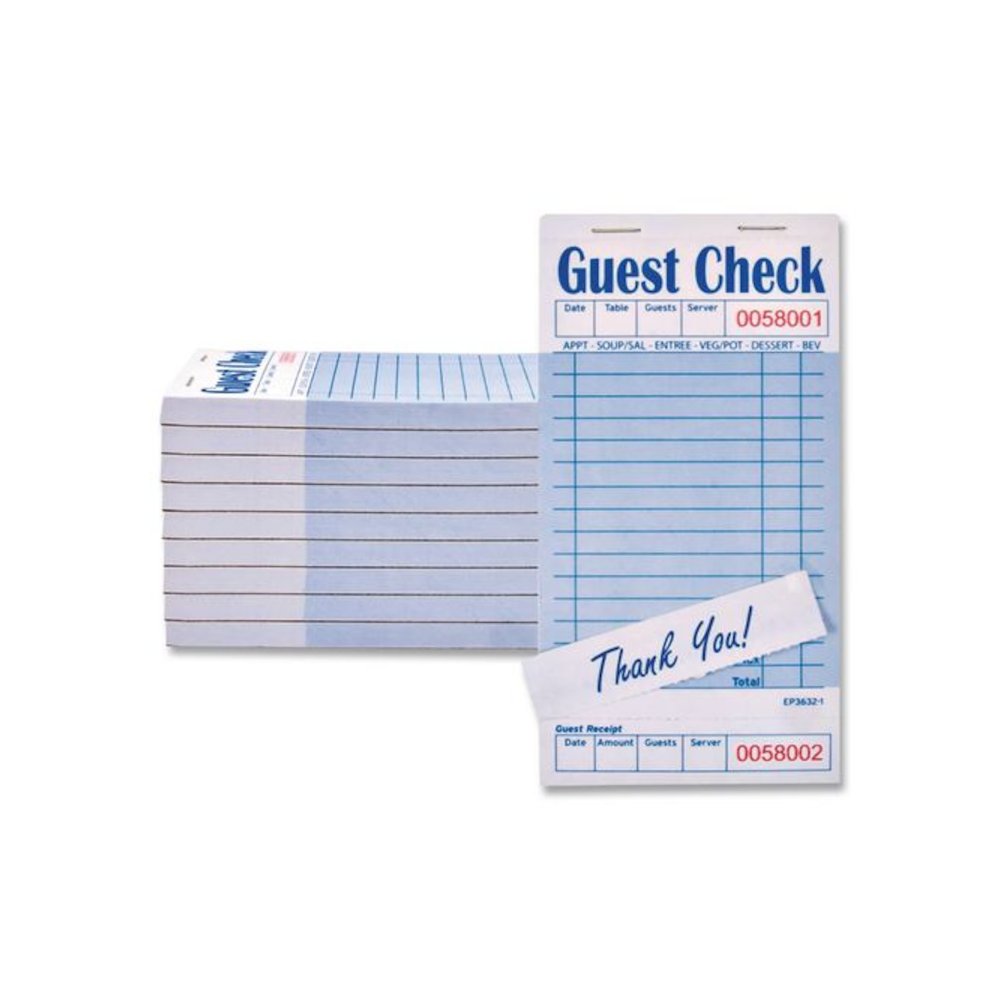 Guest Check Pad with Ruled Back, 15 Lines, One-Part (No Copies), 3.5 x 6.7, 50 Forms/Pad, 50 Pads/Carton. Picture 6
