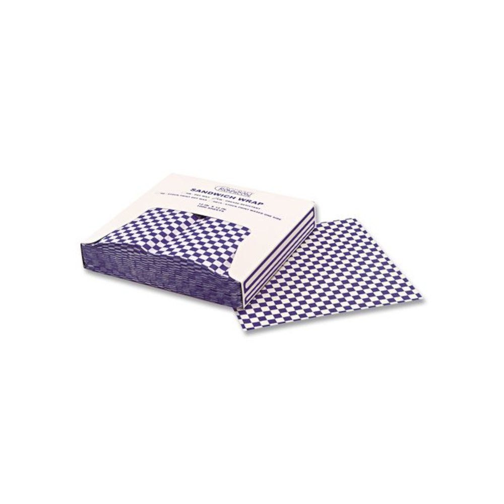 Grease-Resistant Paper Wraps and Liners, 12 x 12, Blue Check, 1,000/Box, 5 Boxes/Carton. Picture 4