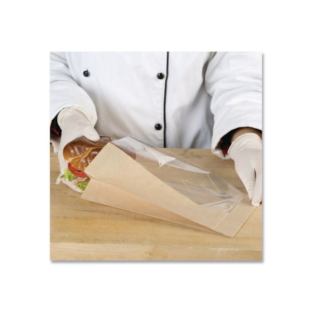 Dubl View Sandwich Bags, 9.5" x 5.75" x 2.75", Natural Brown/Clear, 500/Carton. Picture 4