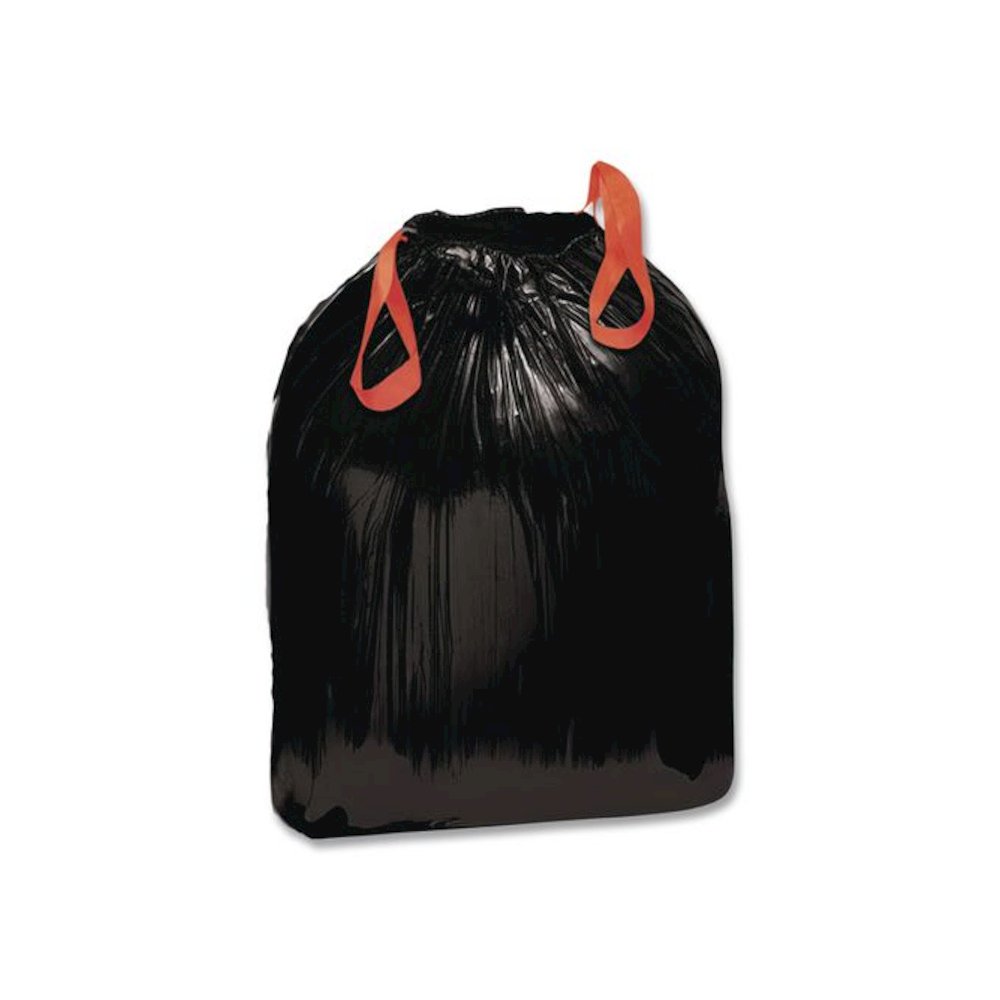 Heavy-Duty Trash Bags, Drawstring, 30 gal, 1.2 mil, 30.5" x 33", Black, 25 Bags/Roll, 8 Rolls/Box. Picture 2