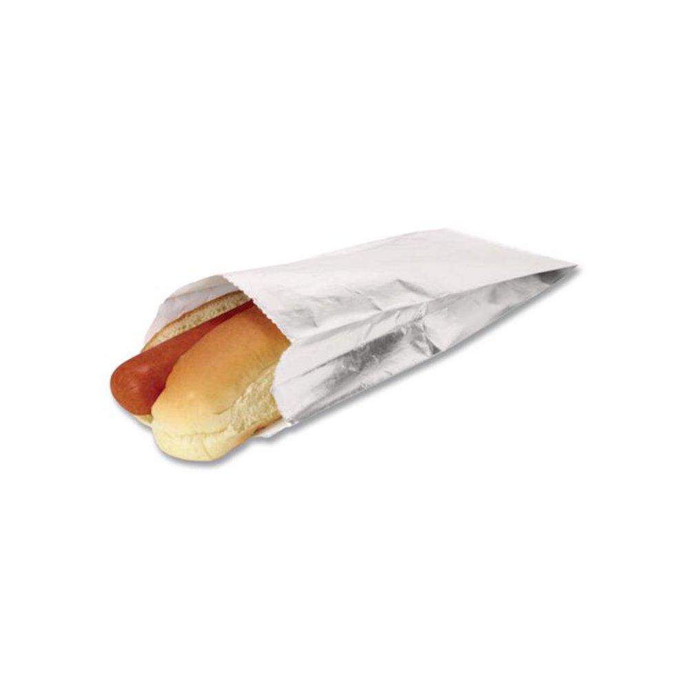 Foil Single-Serve Bags, Unlabeled Hot Dog, 3.5" x 1.5" x 8.5", Silver, 1,000/Carton. Picture 2