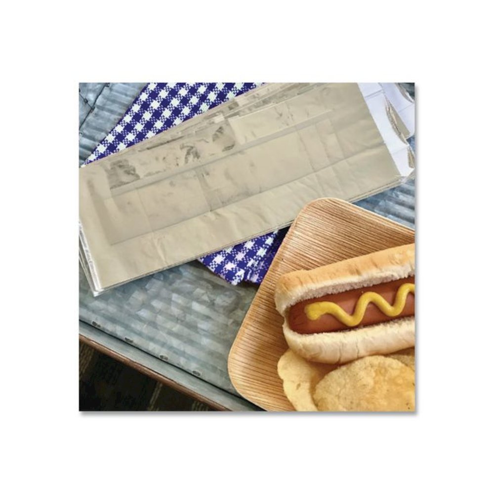 Foil Single-Serve Bags, Unlabeled Hot Dog, 3.5" x 1.5" x 8.5", Silver, 1,000/Carton. Picture 3