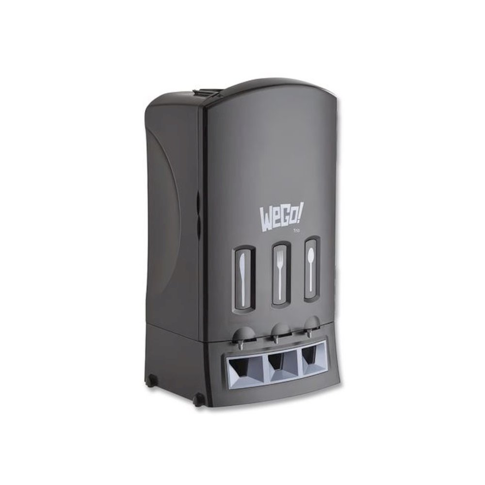 Trio Utensil Dispenser, Holds 100 Forks/100 Knives/100 Spoons, 13.39 x 15.75 x 23.62, Black. Picture 2