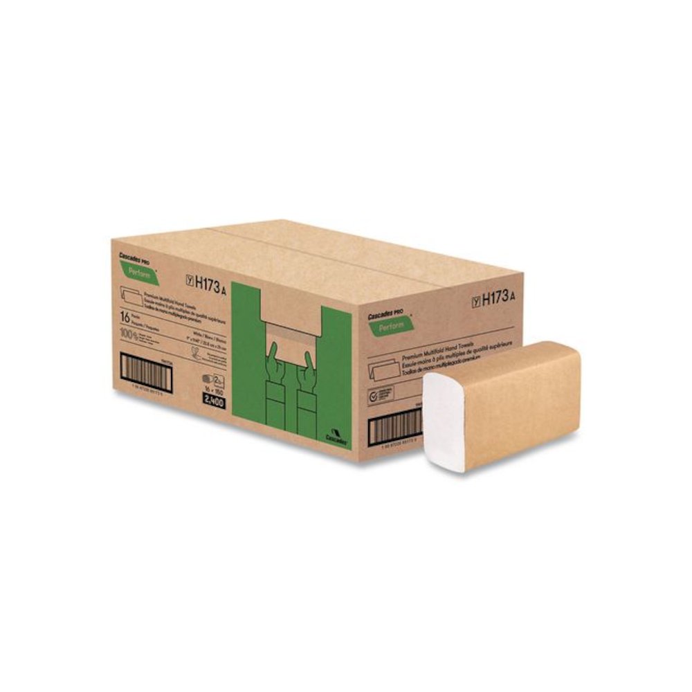 Perform Multifold Towels, 2-Ply, 9 x 9.45, White, 150/Pack, 16 Packs/Carton. Picture 4