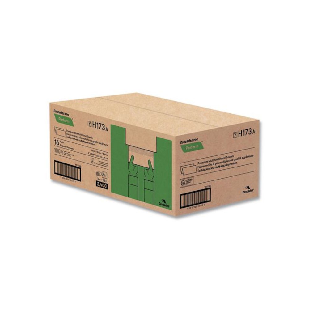 Perform Multifold Towels, 2-Ply, 9 x 9.45, White, 150/Pack, 16 Packs/Carton. Picture 5