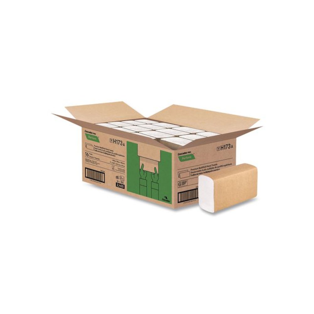 Perform Multifold Towels, 2-Ply, 9 x 9.45, White, 150/Pack, 16 Packs/Carton. Picture 1