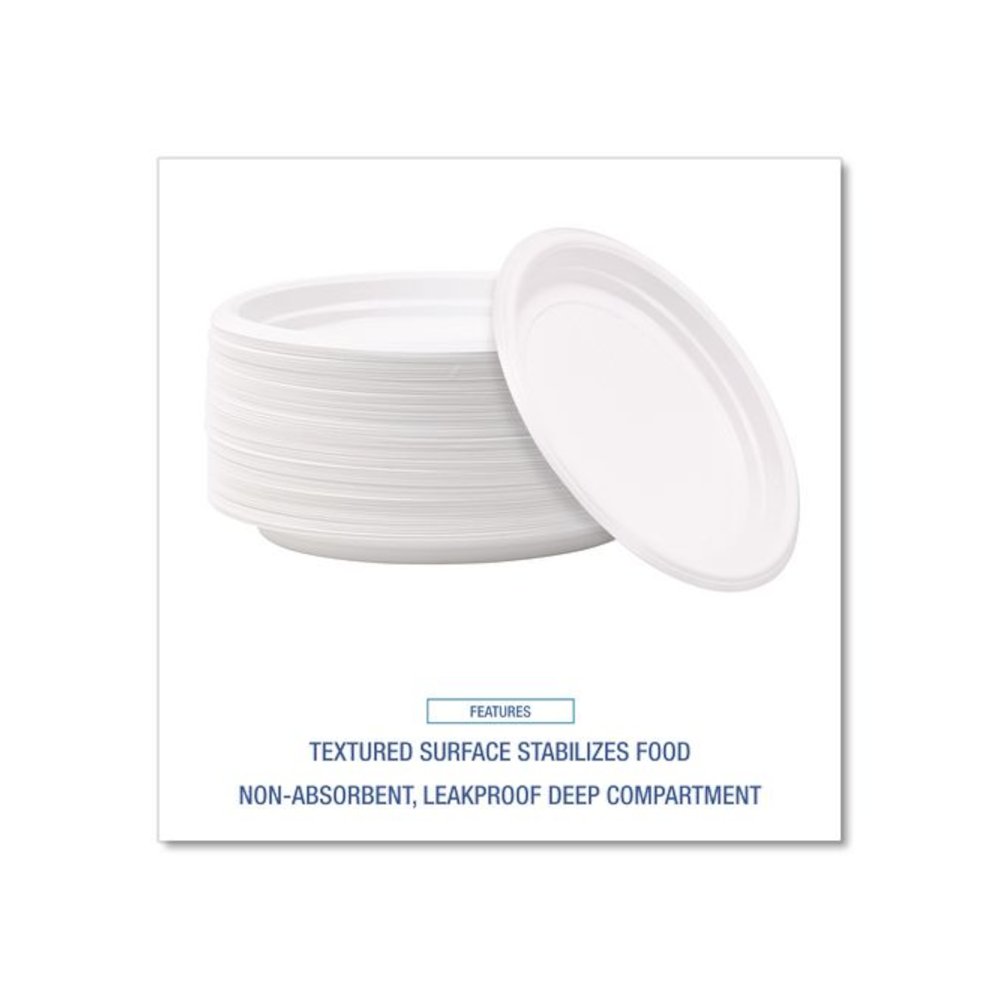Hi-Impact Plastic Dinnerware, Plate, 6" dia, White, 1,000/Carton. Picture 6
