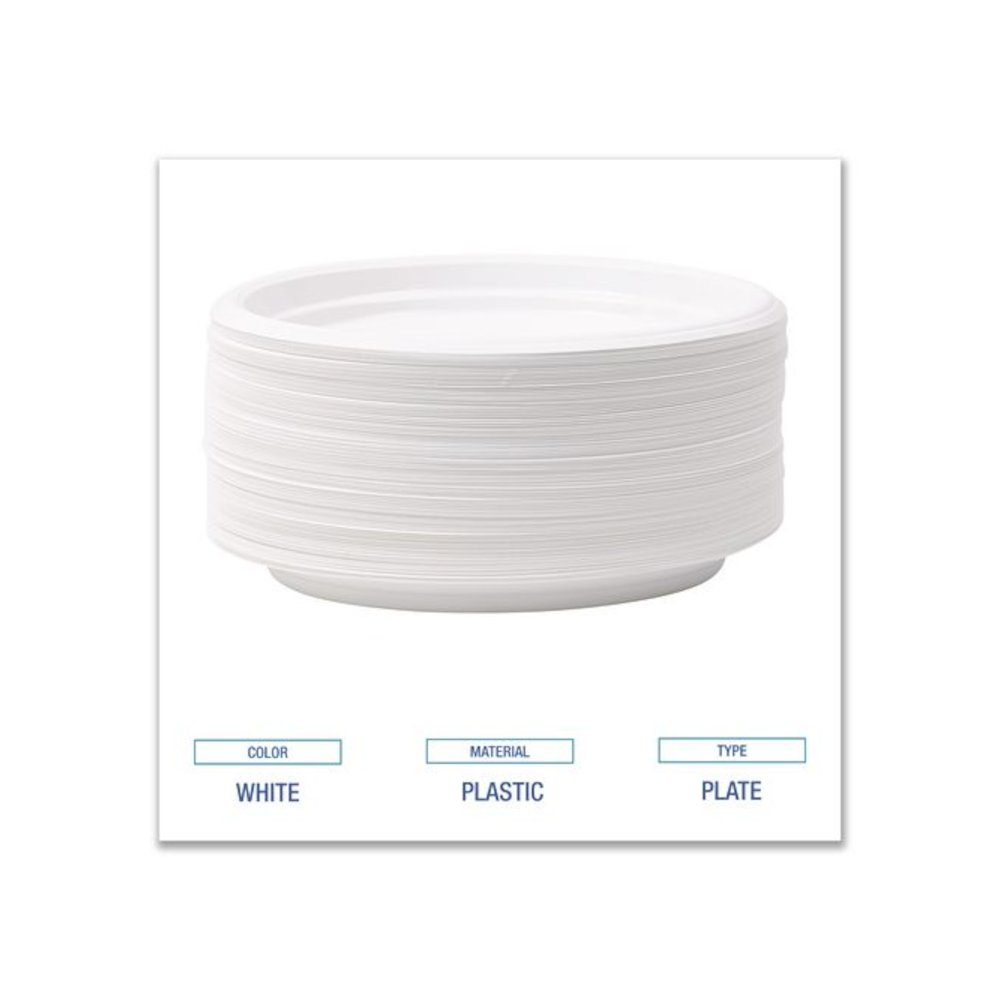 Hi-Impact Plastic Dinnerware, Plate, 6" dia, White, 1,000/Carton. Picture 9