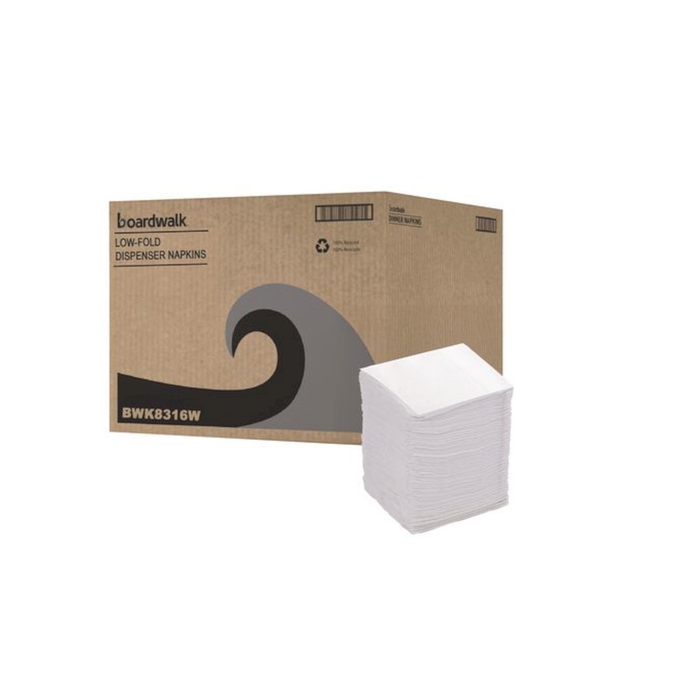 Low-Fold Dispenser Napkins, 1-Ply, 7 x 12, White, 400/Pack, 20 Packs//Carton. Picture 1