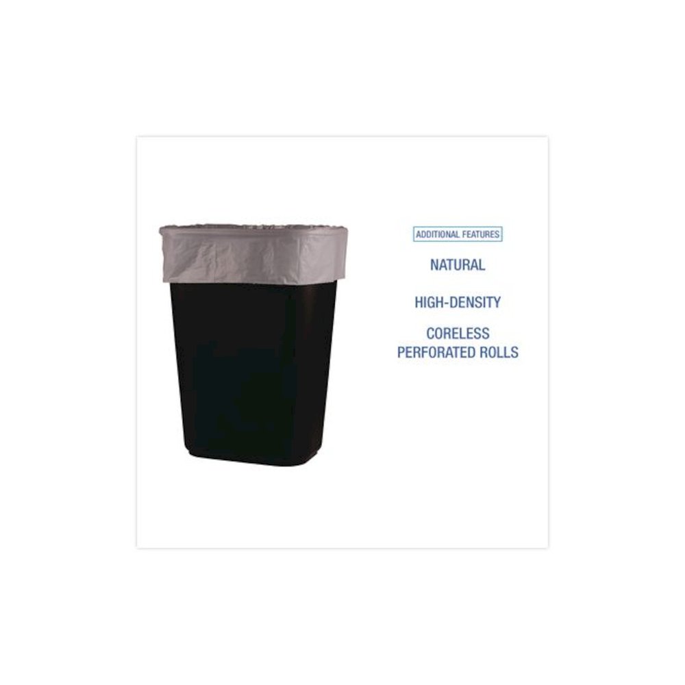High-Density Can Liners, 30 gal, 10 mic, 30" x 36", Natural, Perforated Roll, 25 Bags/Roll, 20 Rolls/Carton. Picture 4