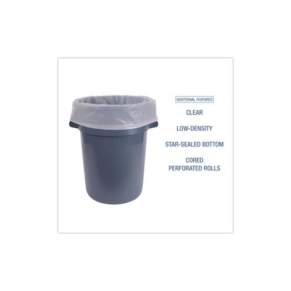 Industrial Can Liner Rolls, 60 gal, 2.5 mil, 21" x 17" x 65", Clear, 50/Carton. Picture 4