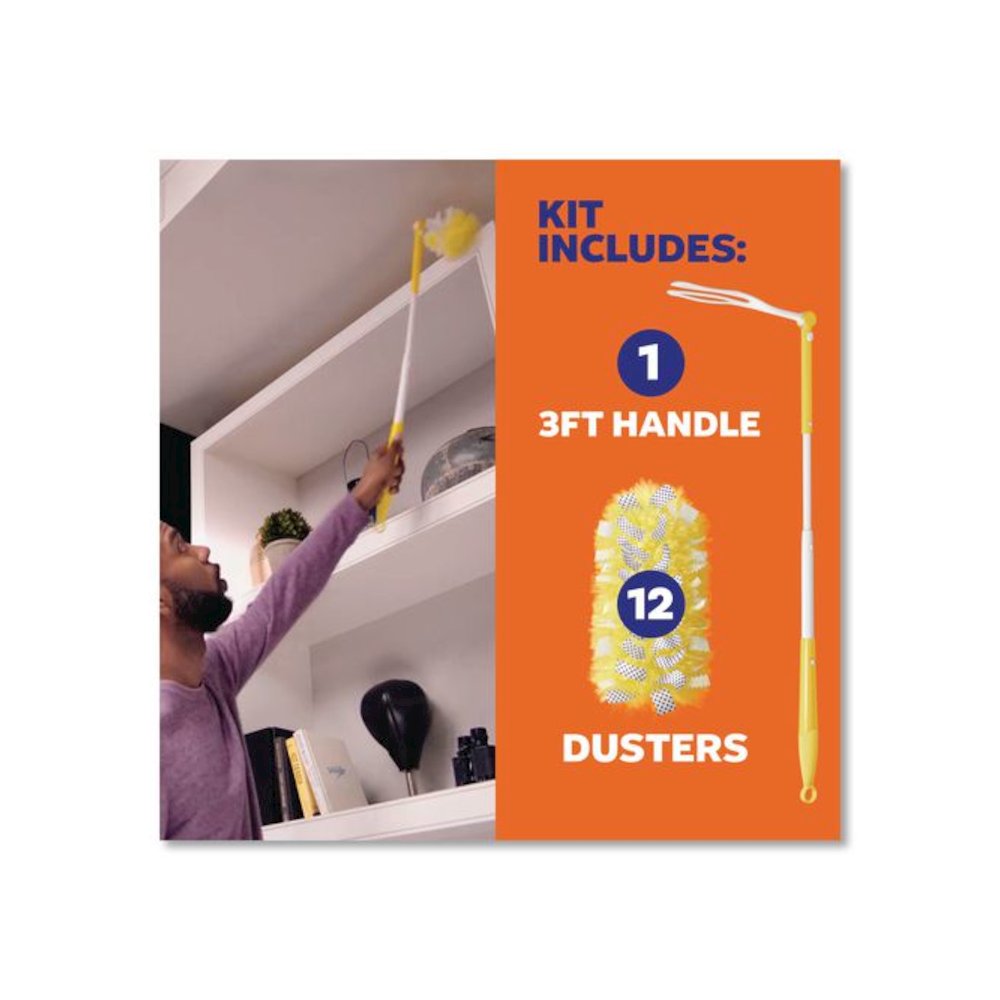 Heavy Duty Dusters Starter Kit, Handle Extends to 3 ft, 1 Handle with 12 Duster Refills. Picture 9
