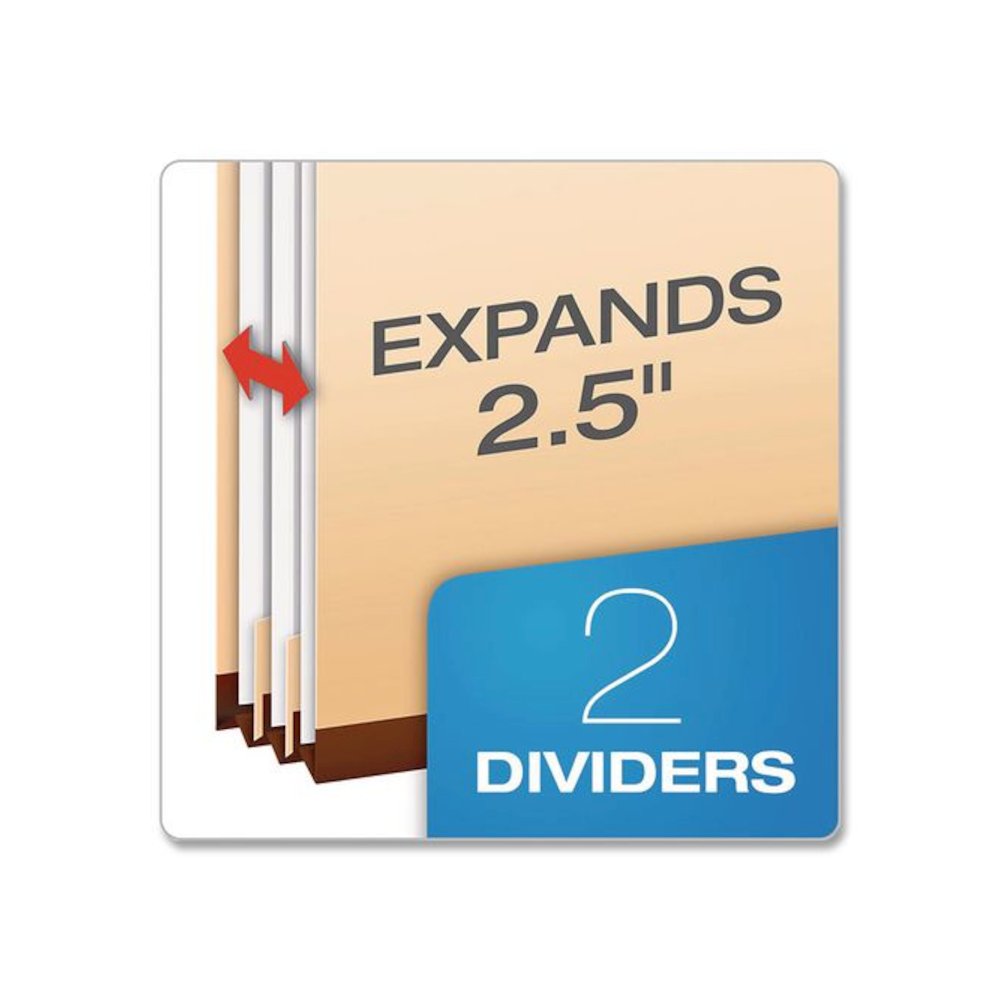Manila Top Tab Classification Folders, 2/5-Cut Tab, Expands 1.75", 2 Dividers, 6 Fasteners, Letter Size, Manila, 10/Box. Picture 2
