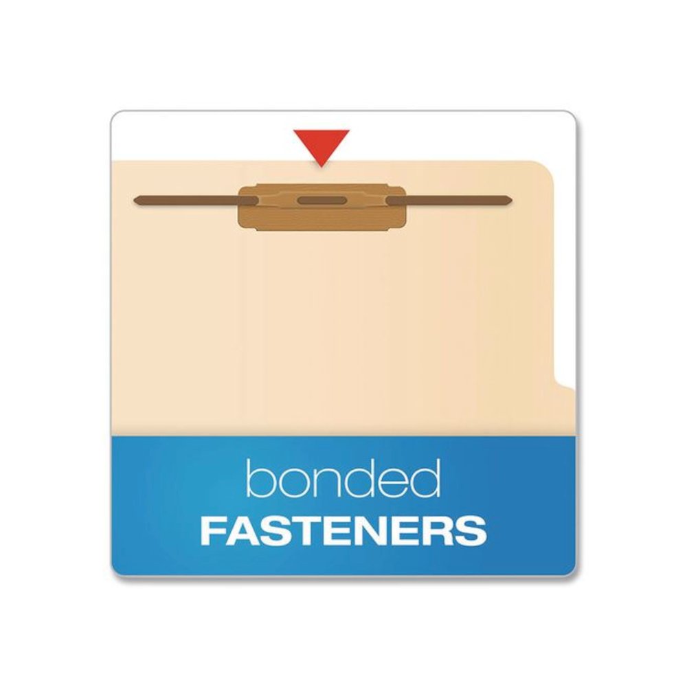 Manila Top Tab Classification Folders, 2/5-Cut Tab, Expands 1.75", 2 Dividers, 6 Fasteners, Letter Size, Manila, 10/Box. Picture 3