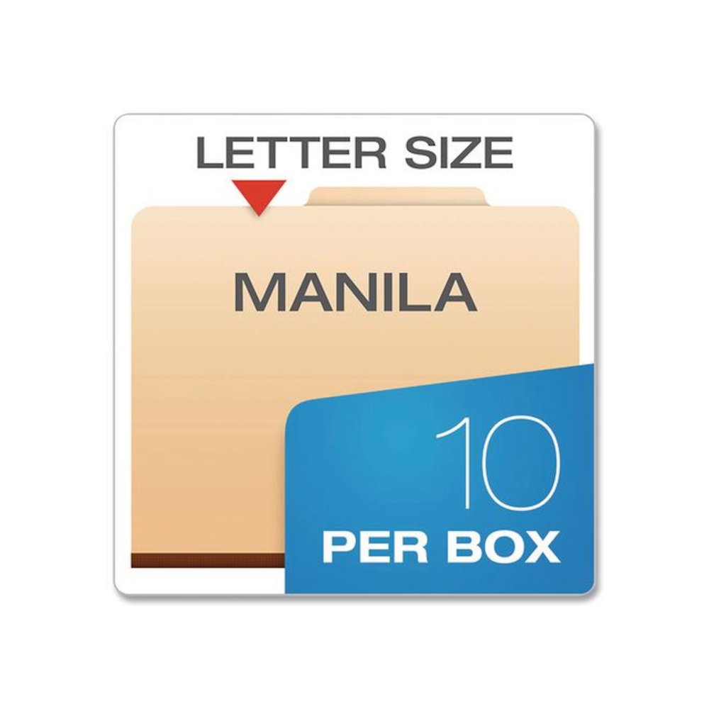 Manila Top Tab Classification Folders, 2/5-Cut Tab, Expands 1.75", 2 Dividers, 6 Fasteners, Letter Size, Manila, 10/Box. Picture 6