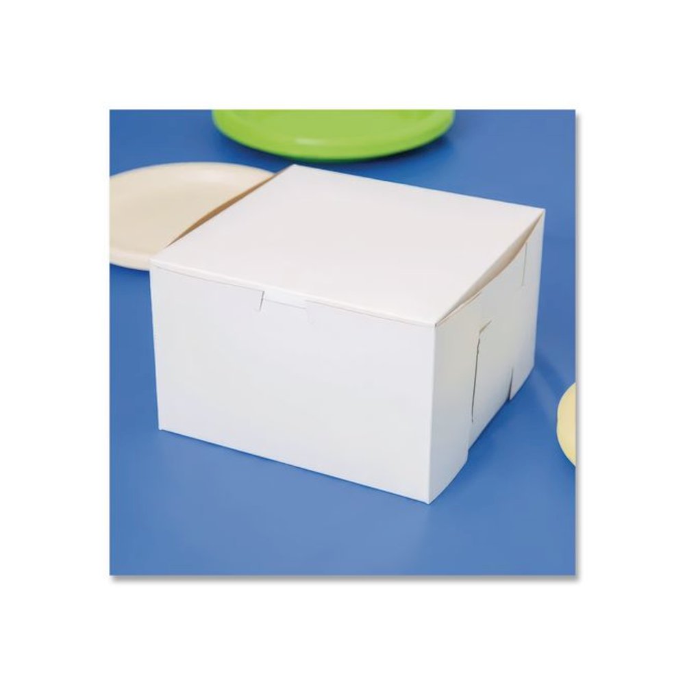 White One-Piece Non-Window Bakery Boxes, 8 x 8 x 5, White, Paper, 100/Carton. Picture 4
