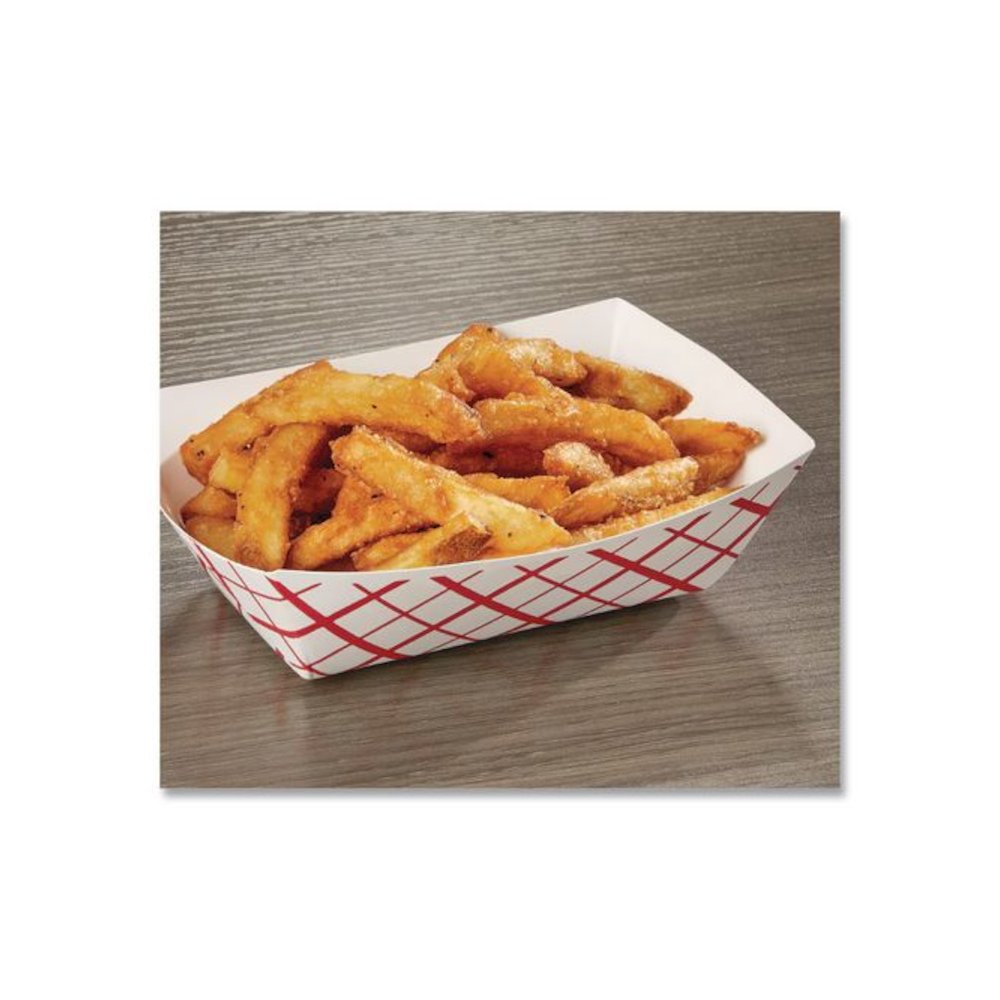 Paper Food Baskets, 0.5 lb Capacity, 4.58 x 3.2 x 1.25, Red/White, Paper, 1,000/Carton. Picture 3