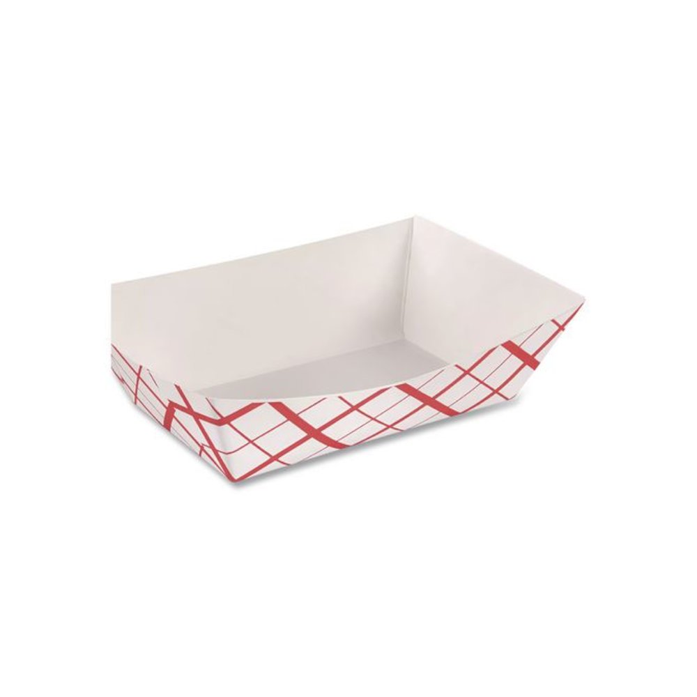 Paper Food Baskets, 3 lb Capacity, 7.2 x 4.95 x 1.94, Red/White, Paper, 500/Carton. Picture 2