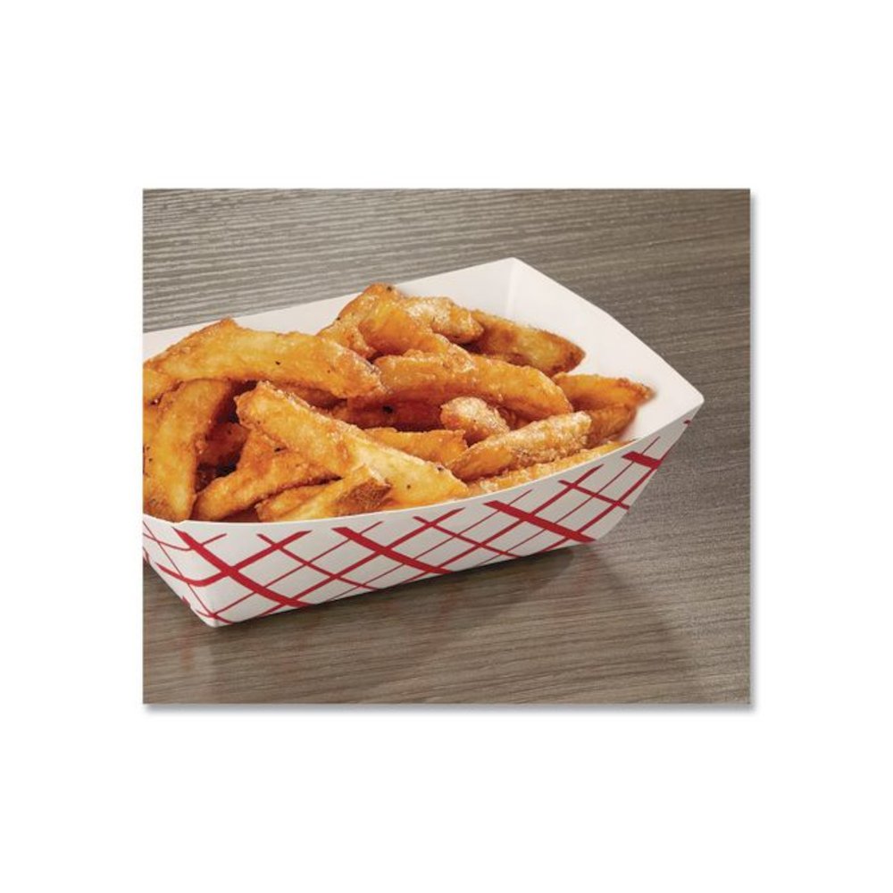 Paper Food Baskets, 3 lb Capacity, 7.2 x 4.95 x 1.94, Red/White, Paper, 500/Carton. Picture 3