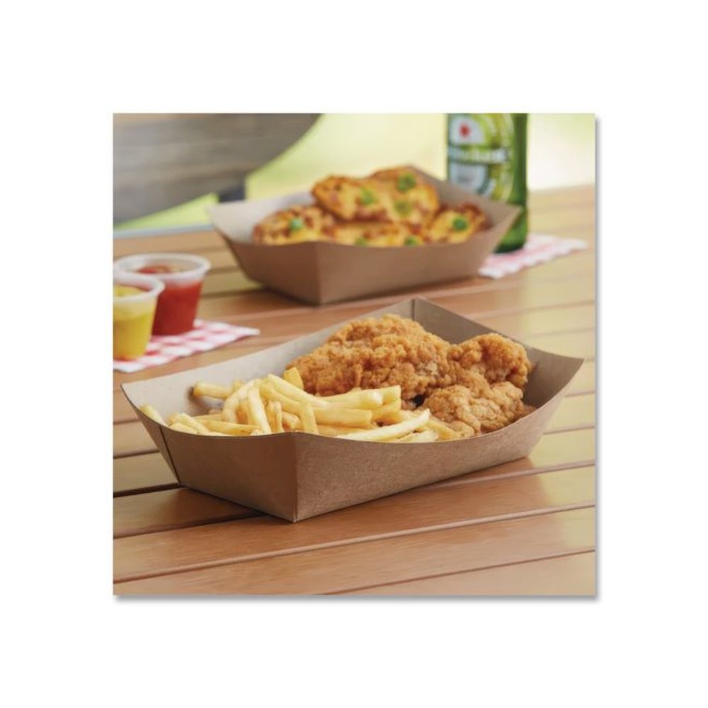 Eco Food Trays, 2 lb Capacity, Brown, Paper, 1,000/Carton. Picture 3