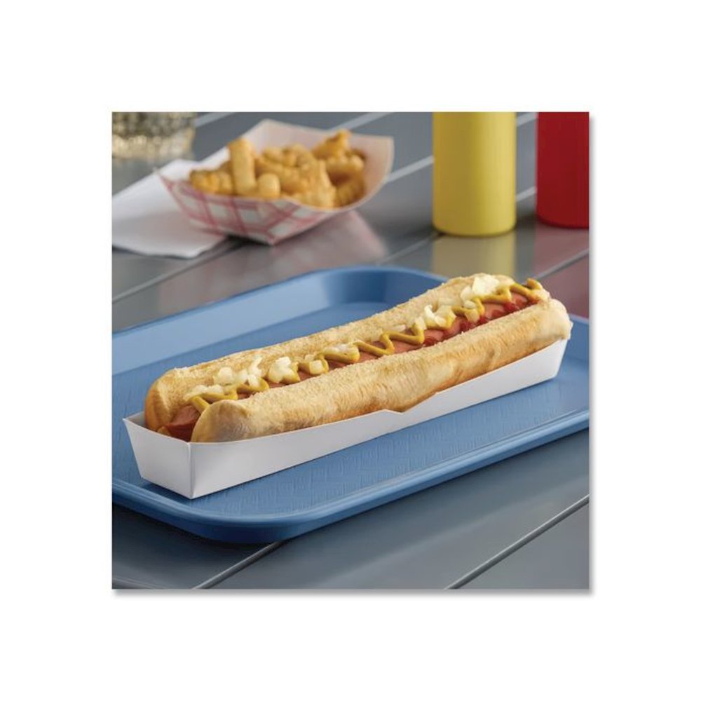 Footlong Hot Dog Tray, 10.25 x 1.5 x 1.25, White, Paper, 500/Carton. Picture 3