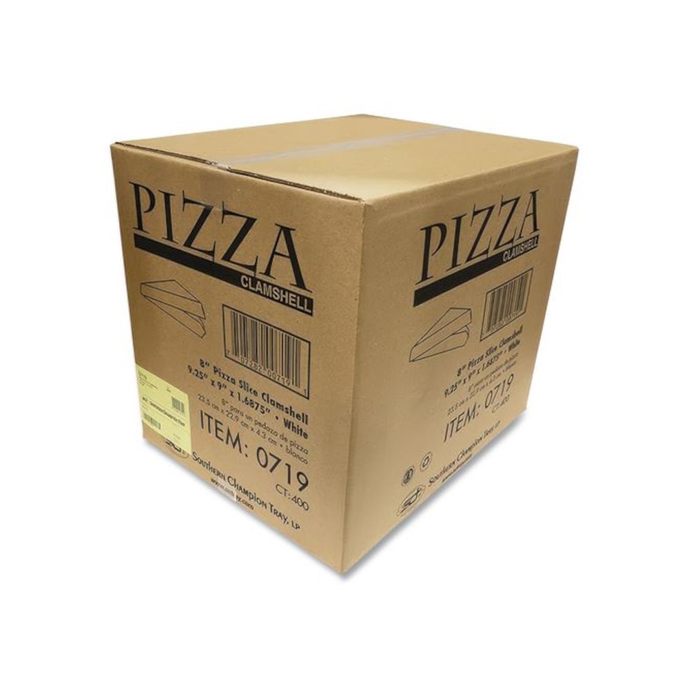 White Pizza Clamshells, 9.25 x 9 x 1.69, White, Paper, 400/Carton. Picture 3