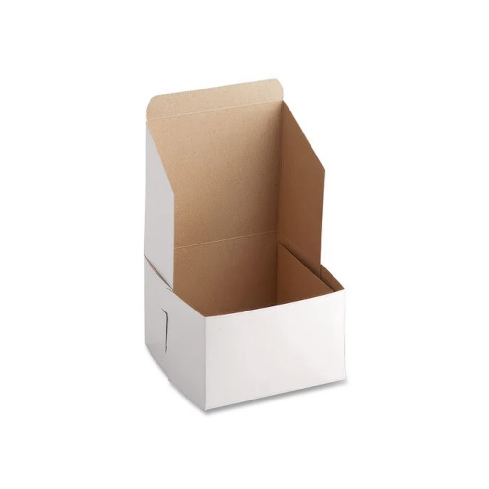 White One-Piece Non-Window Bakery Boxes, 6 x 6 x 4, White, Paper, 250/Bundle. Picture 2