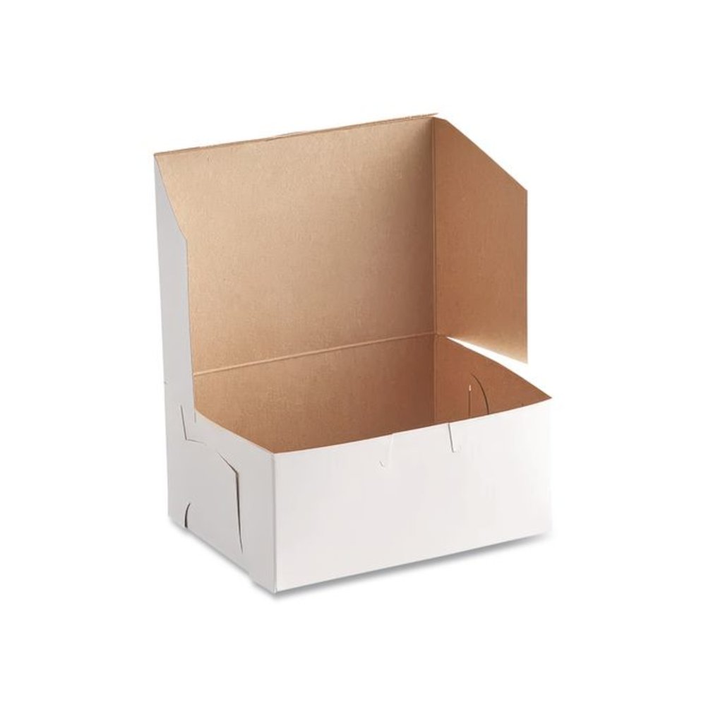 White One-Piece Non-Window Bakery Boxes, 6.25 x 3.75 x 2.13, White, Paper, 250/Bundle. Picture 2
