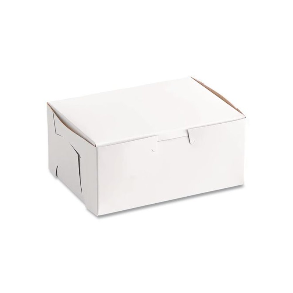 White One-Piece Non-Window Bakery Boxes, 6.25 x 3.75 x 2.13, White, Paper, 250/Bundle. Picture 4