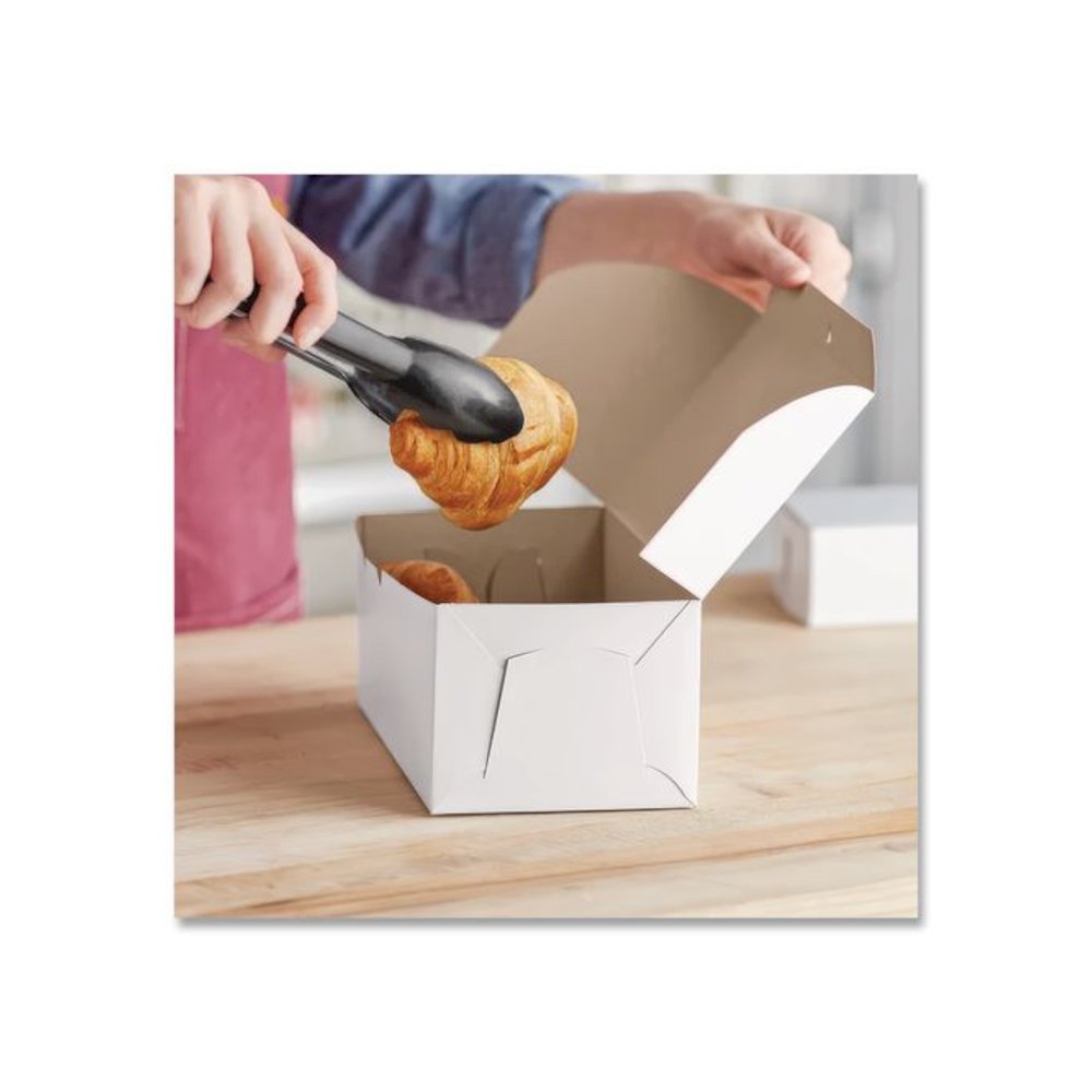 White One-Piece Non-Window Bakery Boxes, 4 x 9 x 5, White, Paper, 250/Carton. Picture 4