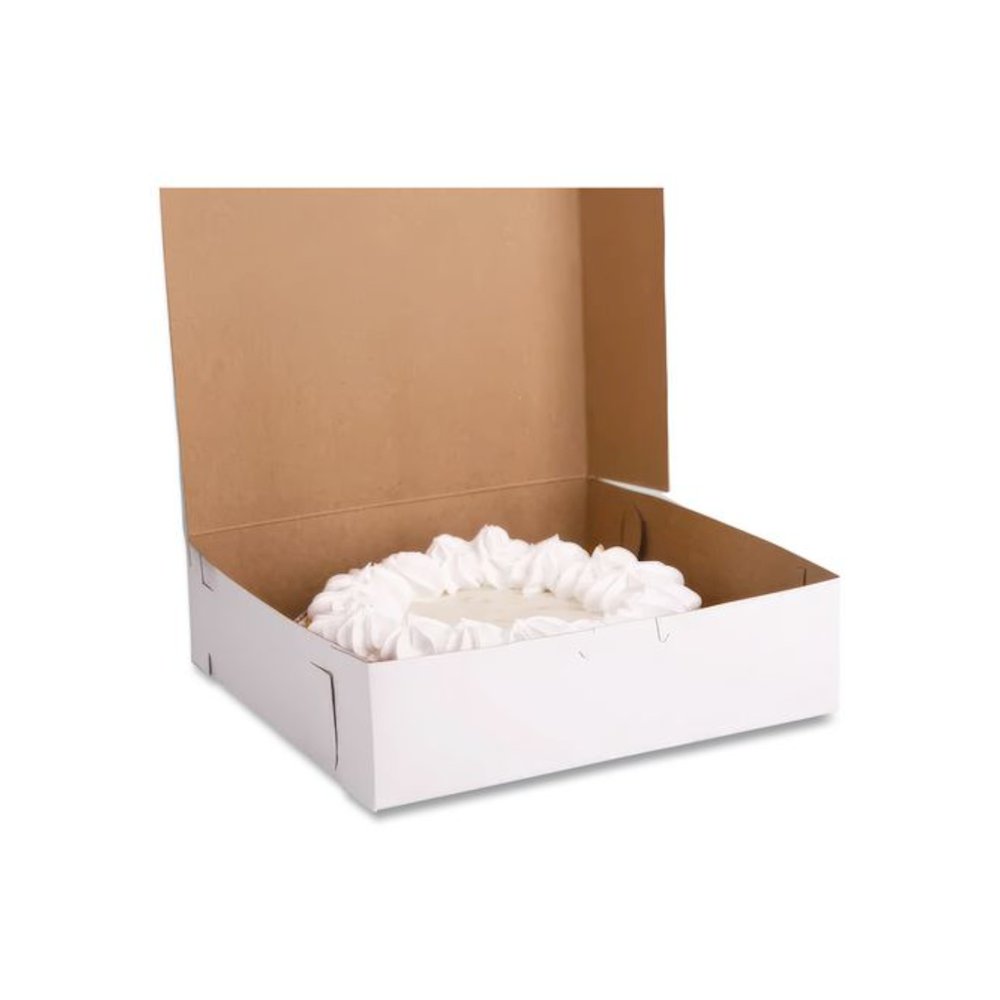 White One-Piece Non-Window Bakery Boxes, 9 x 9 x 2.5, White, Paper, 250/Carton. Picture 4
