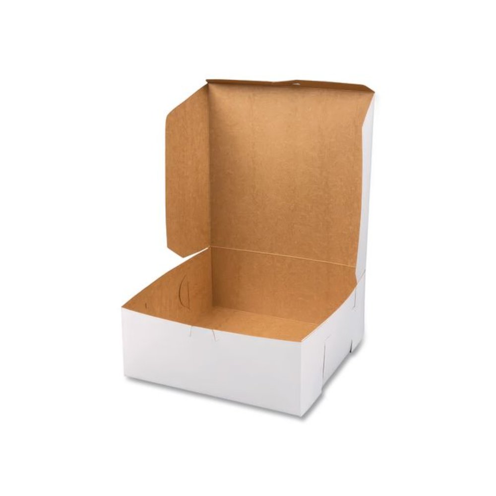 White One-Piece Non-Window Bakery Boxes, 9 x 9 x 4, White, Paper, 200/Carton. Picture 2