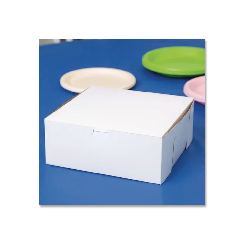 White One-Piece Non-Window Bakery Boxes, 9 x 9 x 4, White, Paper, 200/Carton. Picture 3
