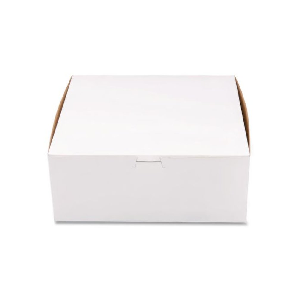 White One-Piece Non-Window Bakery Boxes, 10 x 10 x 4, White, Paper, 100/Carton. Picture 3