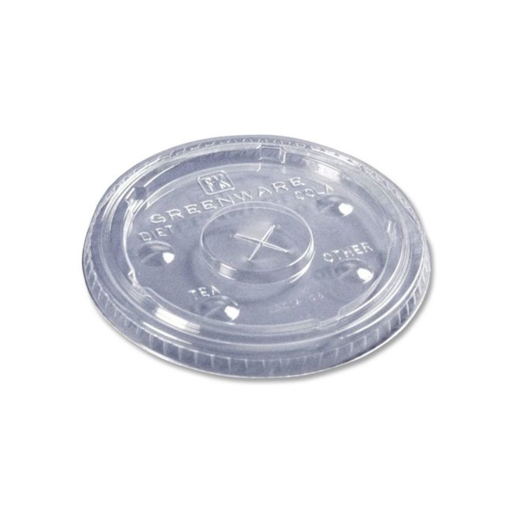 Greenware Cold Drink Lids, X-Slot, Fits 16 oz/18 oz/24 oz Cold Cups, Sugarcane, Clear, 1,000/Carton. Picture 2