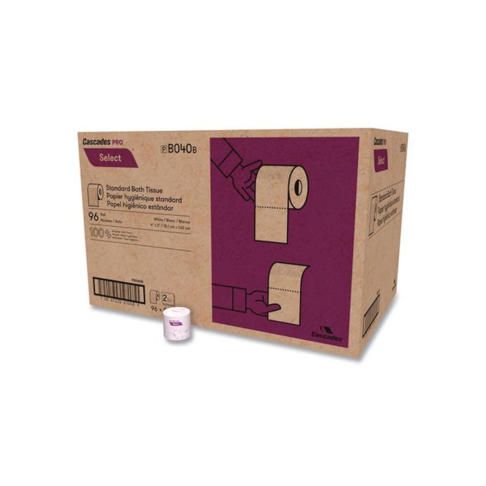 Select Standard Bath Tissue, Septic Safe, 2-Ply, White, 4 x 3.19, 500 Sheets/Roll, 96 Rolls/Carton. Picture 1
