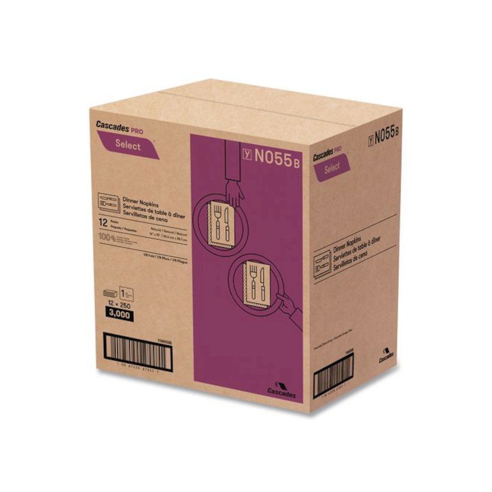 Select Dinner Napkins, 1-Ply, 16 x 15, Natural Brown, 250/Pack, 12 Packs/Carton. Picture 3