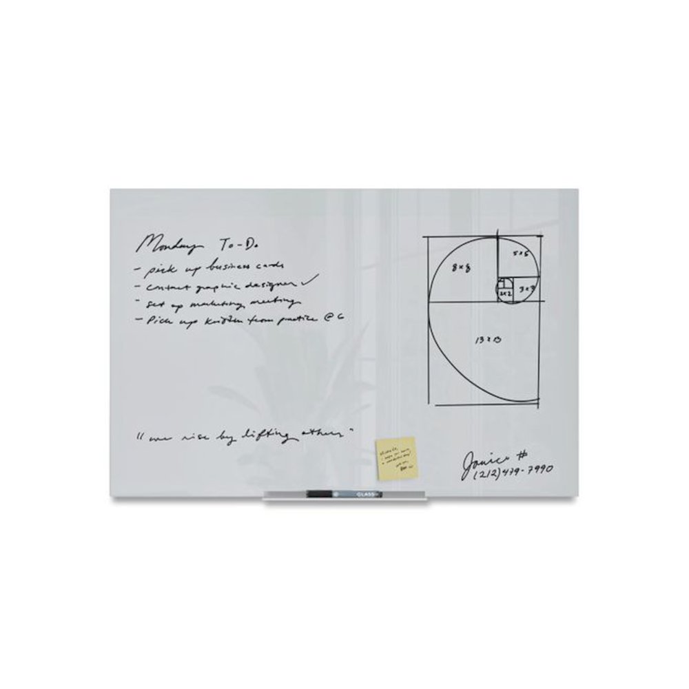 Floating Glass Dry Erase Board, 36" x 24" (Actual Size: 35" x 23"), White Surface. Picture 3