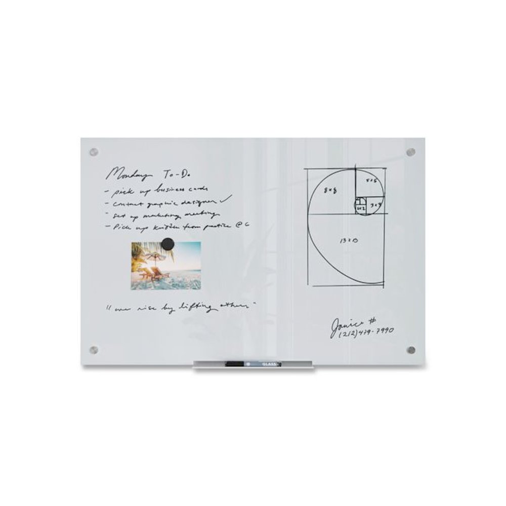 Magnetic Glass Dry Erase Board Value Pack, 36" x 24" (Actual Size: 35" x 23"), Frosted White Surface. Picture 3