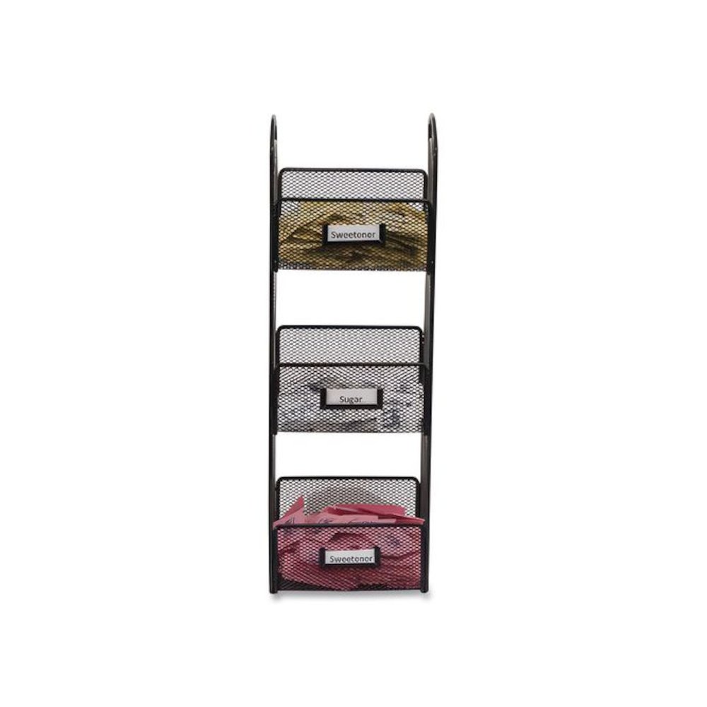 Onyx Breakroom Organizers, 3 Compartments, 6 x 6 x 18, Steel Mesh, Black. Picture 3