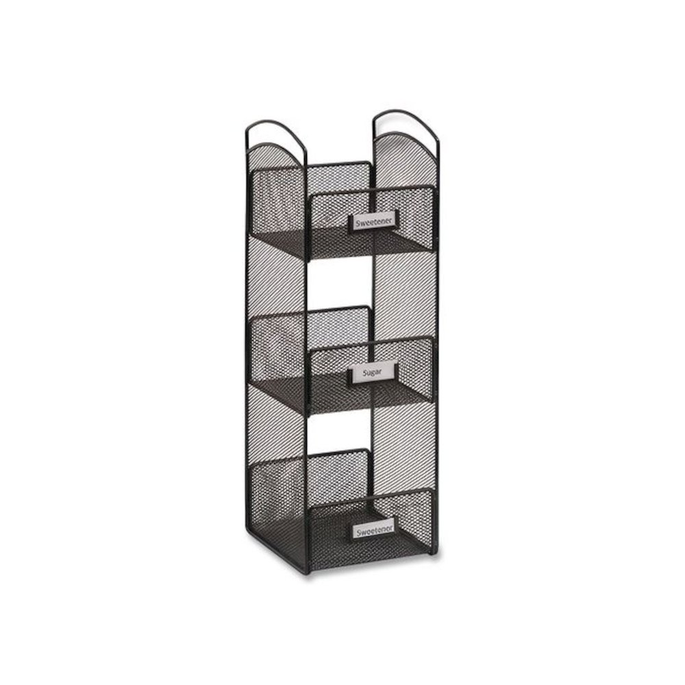 Onyx Breakroom Organizers, 3 Compartments, 6 x 6 x 18, Steel Mesh, Black. Picture 4